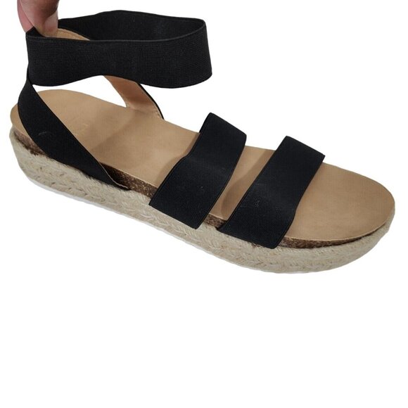 Yoki Shoes - YoKi Chiara Sandal Platform Heels Women Size 9 Black Ankle Strap Stretchy